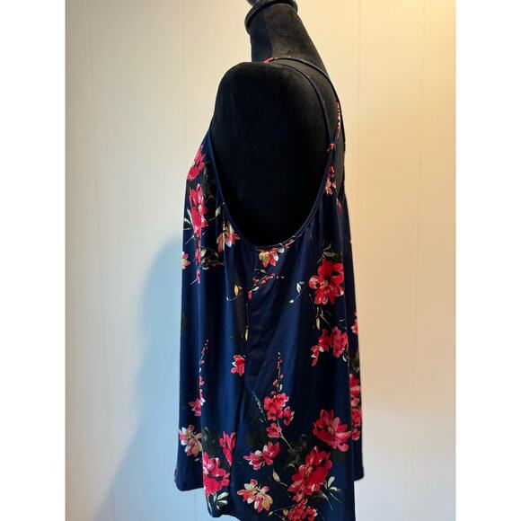 Women's Papermoon Sleeveless Basima Back Detail Blue Foral Top Size 3X, NWT - Picture 3 of 6